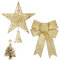 AYNKH Puntale a Forma di Stella per Albero di Natale - Fiocco Decorativo in Metallo, 20 cm, Oro