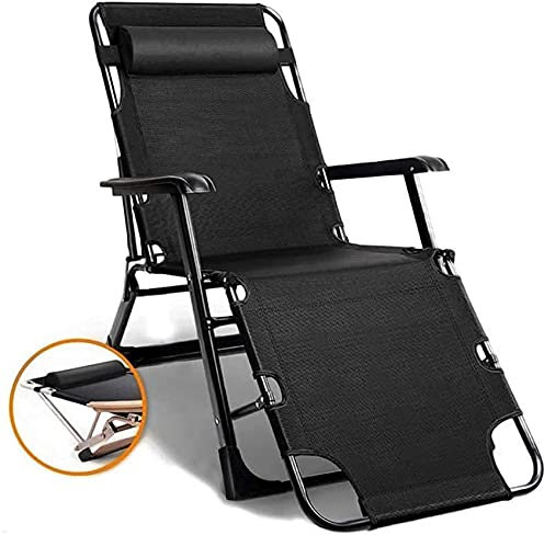 CRBUDY Liegestuhl, klappbarer Sonnenliegestuhl, Gartenmöbel, Liegestühle für Camping und Garten, Schwerelosigkeitsliege, wasserdichte Chaiselongue aus Metall für das Büro im Freien (schwarz)