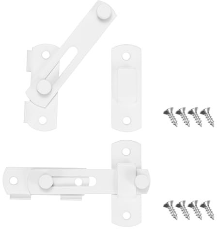 M METERXITY 2-Pack Flip Latch Gate Latches 2.76Inch Stainless Steel Gate Latches with Screws Safety Sliding Door Lock for Door/Window/Toilet/Fence/Drawer [White]