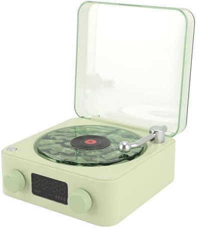 Wave Bluetooth-Lautsprecher mit Wasserwellenlicht, Kleiner Plattenspieler, Kompatibel mit Radio, Bluetooth, TF, AUX-Modus (Green)