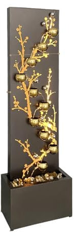 Floor Standing Water Fountain Floor Fountain Ornament, Indoor Fountain, Recirculating Water Fountain with Stones and Lights, Modern Design for Home and Garden Decoration Freestanding Fountain