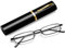 TPZORJX Gafas de lectura portatiles con forma de bolígrafo de metal para hombre y mujer Anteojos de lectura con bisagras de resorte con estuche para gafas como portalápices(negro，+2.0）
