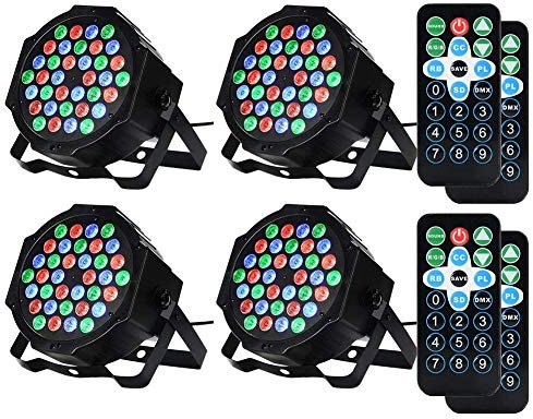 Litake LED Par Strahler,RGB 36 LED Bühnenlicht Scheinwerfer 4 Stück Discolicht Partylicht Fernbedienung DMX Ton Aktivierter für Stage DJ Party Show Bar Halloween Weihnachten