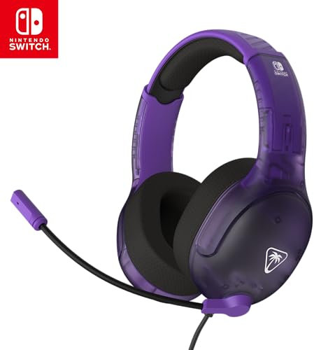 Turtle Beach Airlite Fit Auriculares con Cable para Juegos en Blanco y Negro con Licencia Oficial para Todos los Nintendo Switch: micrófono abatible y silenciable, Orejeras de Comodidad Superior
