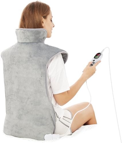 Mia&Coco Elektrisches Heizkissen zur Schmerzlinderung von Rücken, Nacken, Schultern, XL, 60 x 100 cm, weicher Flanell-Wickeltuch, Hüftgurt, schnelle Wärmetherapie, 6 Heizstufen, Auto-Off-Timer