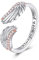 HUKKUN Engelsflügel Ring aus Sterlingsilber verstellbar Feder Zirkonia zierliche Wickelringe mit offenem Daumen für Damen