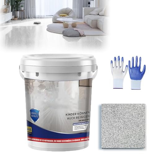 YONGLSP Epoxy Colored Sand Floor Paint, High-Gloss Marble Effect Coating, Suitable for Both Interior and Exterior, Concrete, Tiles, Marble, Wear-Resistant and Anti Slip Paint (Light Gray)