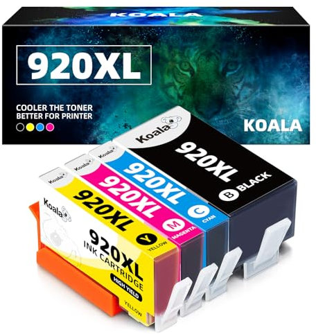 Koala 920XL Druckerpatronen kompatibel mit 920 XL 920XL Multipack für OfficeJet 6500A 6500 6000 7500 7000 (Schwarz, Cyan, Magenta, Gelb, 1 x 1200, 3 x 700 Seiten)