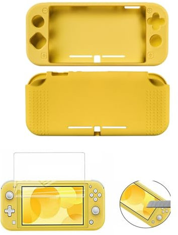 Housse Silicone Jaune + Verre Trempé pour Nintendo Switch Lite – Étui Souple Antichoc + Protection Écran Haute Résistance – Straße Game®