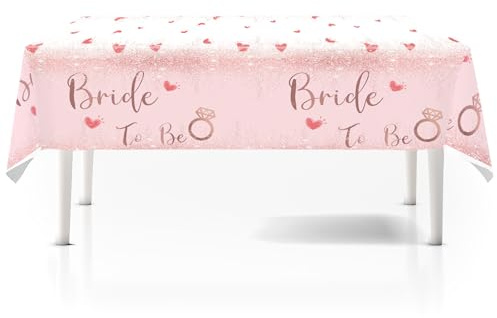 Gleemix 130x220cm Rosegold Bride to be Tischdecke, Bride to be Tischdecke Mädchen, Rechteck Wasserdicht Tischläufer Rosa, für rosa Mottoparty, Junggesellenabschiede, Valentinstag, Hochzeit, Babyparty