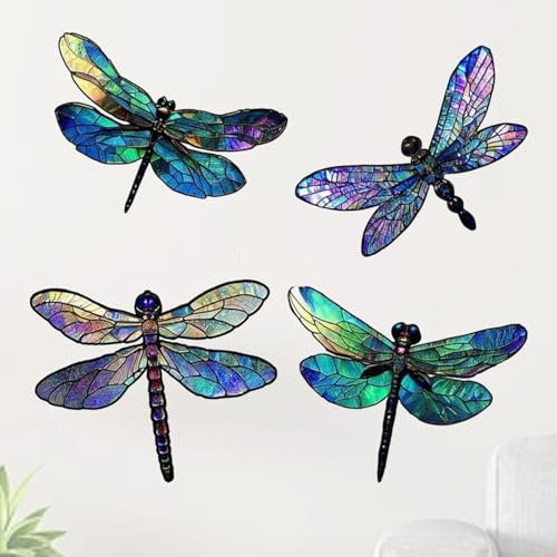 KASESSS 4 Pieces Dragonfly Garden Fence Decorations, Garden Wall Art Outdoor, gArden Wall Decorationss, Fence Decorations Outdoor, Wall Art for Gardens for Indoor outdoorCourtyard Livingroom