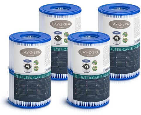 Lay-Z-Spa Hot Tub Filter Cartridge VI for All Lay-Z-Spa Models - 4 x Twin Pack (8 Filters)