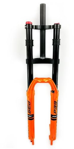 JNTFNE 26/27.5/29 Inch Travel 130mm MTB Air Suspension Fork 1-1/8 Straight Tube QR 9mm Double Shoulder Manual Lockout Ultralight Mountain Bike Front Forks (Color : Orange, Size : 26 inch)