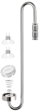 Clscea Aquarium CO2 Edelstahl Diffuser, S-Haken CO2 Zerstäuber mit eingebautem Rückschlagventil und austauschbarer Scheibe für Aquarium Pflanzentank, 25 cm (S)