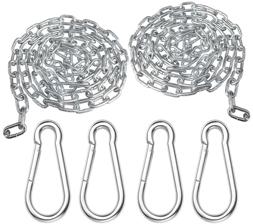 Edelstahlkette, 2 Stück 2mm 1m Kettenglieder Edelstahl Ketten + 4 Stück Karabiner Gliederkette Verlängerungskette， für Hundekette Ankerkette Wäschekette Schwenkkette