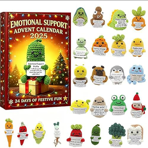 2D Acryl Emotionaler Unterstützungs-Adventskalender 2025, 24 einzigartige Werkzeuge für psychisches Wohlbefinden, für Weihnachtsstimmung, Besonderes Geschenk für Familie und Freunde