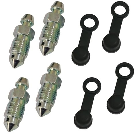 fKiZanthene Brake Bleed Screws with Dust Caps, M10 x 1mm Hydraulic Brake Caliper Bleeder Screws and Motorcycle Caliper Bleed Nipples for Car and Motorcycle Brake Systems