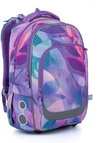 TOPGAL Schulrucksack für Mädchen ab 2. Klasse, ergonomisch mit Rückenverstärkung, wasserabweisend & leicht, mit reflektierenden Elementen, 27 L Schulranzen mit Brustgurt. (PastelFlow)
