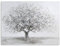 Casablanca Deko Wand Bild XXL - Leinwand auf Holz Rahmen - handgearbeitet Oberfläche Acrystruktur - Motiv: großer Baum - Farben: Weiss Grau Silber 120 x 90 cm