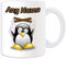 UNIGIFT Marionette-Tasse (Pinguin im Kostüm-Design, Weiß), Namensnachricht, einzigartig, lustig, Gruselpuppe, Puppe, Puppe, Marionettist, Spielzeug Pinocchio