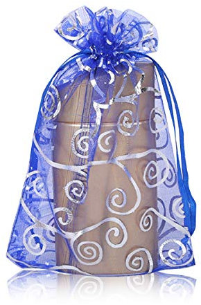 YFZYT 100 Stück Organzasäckchen Organzabeutel Geschenkbeutel Schuckbeutel Schmucksäckchen für Party Spiel Wedding Dekoration Verwenden - 10x15 cm/3.94x5.91 Zoll, Blau Silber