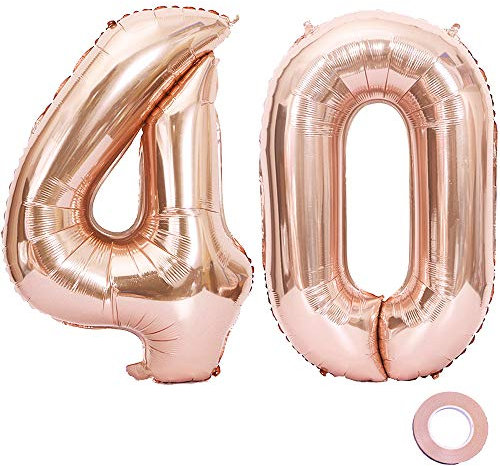 Juland Luftballons 40. Geburtstag XXL Riesen Folienballon Zahl 40 Rose Gold - Große Folienmylar-Ballons 40-Zoll-Riesen-Jumbo-Zahl für Geburtstagsfeierdekorationen