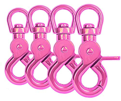 Ganzoo Scherenkarabiner-Haken mit Drehgelenk L: 60 mm, Schnappkarabiner für Hunde-Leine, 4 Stück, Wirbelkarabiner, Triggerhead für Paracord 550 Hundehalsband, legierter Stahl, Drehkopf, Farbe: Pink