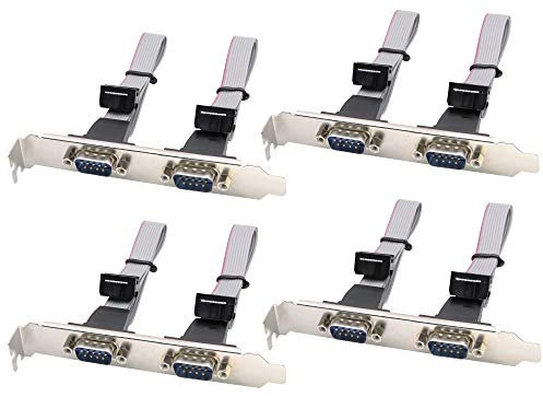 zdyCGTime DB9 Serial Port Bracket an 10 Pin Header Motherboard Kabelan Adapter,10 Pin Female zum 2X DB9 Male Schnittstellen Verbinder Schlitzhalterung.(12 Zoll / 4 Stück)(2 Port)