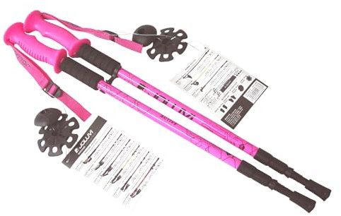 Joluvi Unisex Active Trekkingstöcke 68-135 cm Größe Neon Pink/Schwarz
