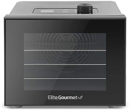 Elite Gourmet Food Dehydrator, Stainless Steel Trays Food Dehydrator, Adjustable Temperature Controls, Jerky Herbs Fruit Veggies Snacks