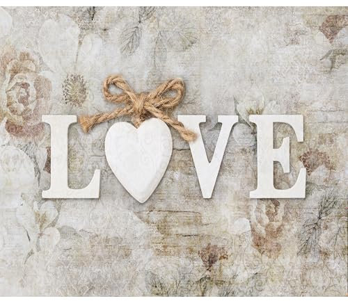 decomonkey Fototapete Love 350x256 cm XXL Design Tapete Fototapeten Tapeten Wandtapete moderne Wand Schlafzimmer Wohnzimmer Liebe Herz Vintage