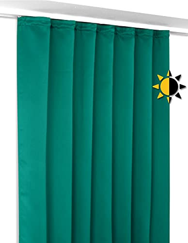 BEAUTEX Verdunkelungsgardine mit Kräuselband U-Band, Blackout Vorhang Blickdicht abdunkelnd, Größe und Farbe wählbar (Breite: 140 cm, Höhe: 175 cm, Petrol)