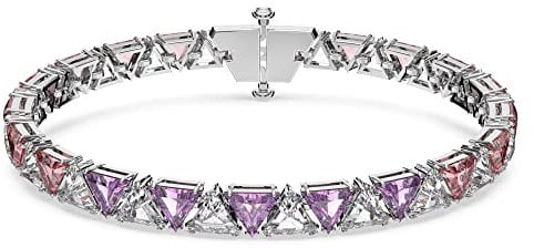 Swarovski Ortyx Braccialetto, Placcato in Tonalità Rodio, Cristalli e PietreSwarovski Zirconia con Taglio Triangolare, Collezione III, Rosa e Viola