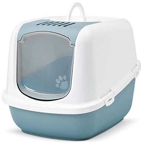 XXL Katzentoilette Nestor Jumbo Weiss-hellblau speziell für große Katzenrassen