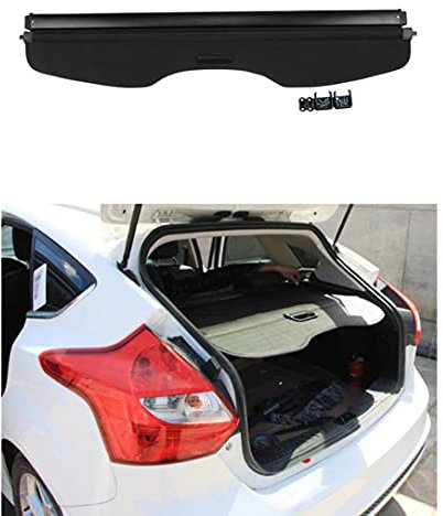 Cubierta De Carga De Coche Sombra compatible con Ford Focus hatchback 2011-2018 Cubierta De Maletero RetráCtil EstanteríA De Paquetes Sombra De Escudo De Seguridad Pantalla De Privacidad Protector