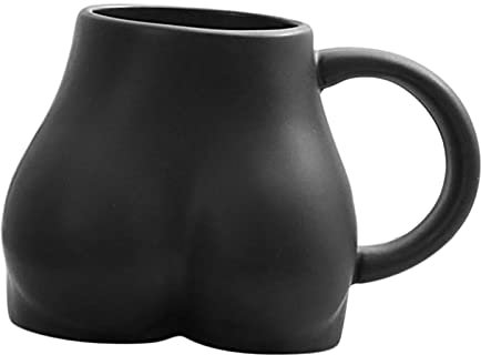 Baoblaze Kaffeetasse Personalisiert Po-Becher, Kaffeebecher Porzellan Aussehen des Hinterns Lustige Tasse mit Henkel Geschenke für Beste Freunden - Schwarz