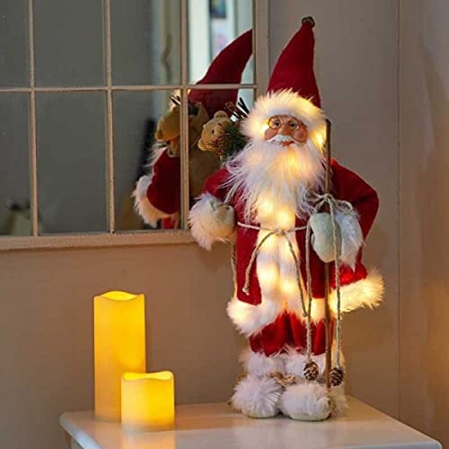 Marco Paul 45cm LED Light Up Santa Christmas Decoration Battery Operated with Auto Timer Father Christmas Indoor Xmas Ornament Seasonal Holiday Home Décor Display Figure