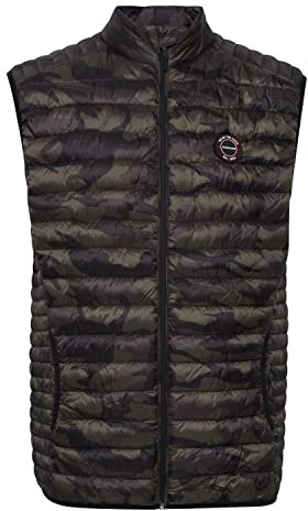 Indicode Davide Herren Steppweste Outdoor Weste mit Stehkragen, Größe:L, Farbe:Dired Camouflage (977)