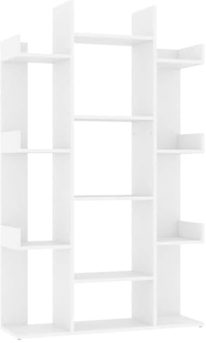 vidaXL Bücherregal 13 Fächer Standregal Aktenregal Wandregal Regal Büroregal Dekoregal Aufbewahrung Raumteiler Weiß 86x25,5x140cm Holzwerkstoff