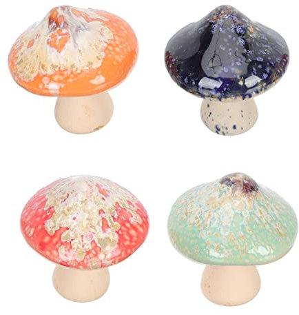 Keramik-Pilze für Garten, Miniatur-Pilz-Dekoration, Mini-Pilz, Gartendekoration, Pilzstatue für Blumentöpfe, Mikro-Landschaft, Puppenhaus-Dekoration, 4 Stück