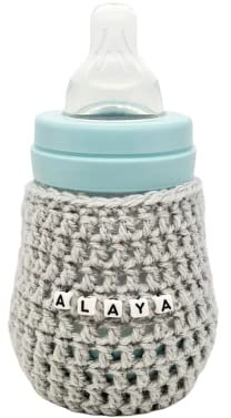 Personalised Baby Bottle Covers - Made to fit 160ml MAM Baby Bottles - Bottle not Included (Grey)