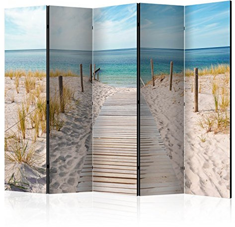 murando Akusticher Raumteiler Strand am Meer Foto Paravent 225x172 cm beidseitig auf Vlies-Leinwand Bedruckt Akustikschaum Trennwand Spanische Wand Sichtschutz Home Office Natur c-B-0362-z-c