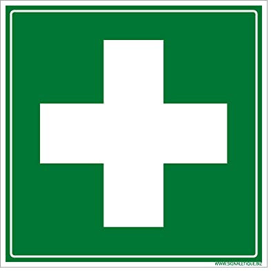 Signaletique.biz France Panneau Premiers Secours 250 x 250 mm Signalisation Evacuation et Secours Adhesif