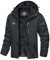 TACVASEN Impermeabile Giacca da Montagna in Pile da Uomo Giacca da Sci Calda Multi-Tasche, Grigio carbone, 3XL