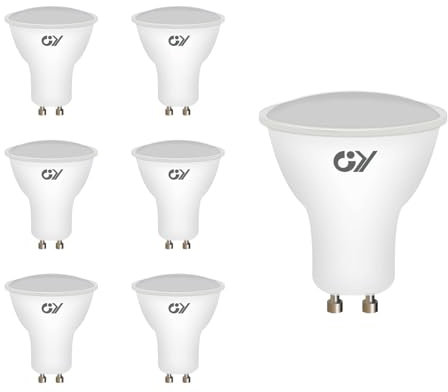 GY 6-er Pack GU10 LED leuchtmittel, 6W (entspricht 60-W-Glühbirne) 450 Lumen, 2700 Kelvin Warmweiss, 120° Abstrahlwinkel Reflektor lampe, Weiches und gleichmäßiges Licht, Nicht dimmbar