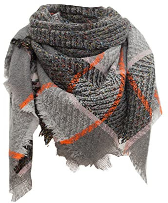 KEIZHUONIQIU Karierte Decke Dicker Winterschal Tartan Chunky Wrap Übergroßer Schal Cape Schals Schal Gelb Schwarz Kariert, Grau, Einheitsgröße
