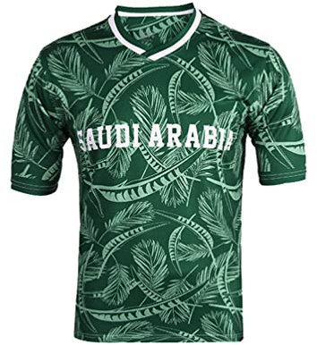 YuanDiann 2022 Katar Fußball Weltmeisterschaft T-Shirt Kurzarm Rundhals Fanshirt Trainingsshirt Stretch Casual Atmungsaktiv Sport Shirt Bedrucken Fussballtrikot Saudi M