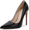 WOkismD Décolleté da donna in vernice sexy a punta con tacchi alti a spillo slip on abito da festa di nozze scarpe da ballo 12 cm, nero, 45