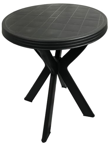 INDA-Exclusiv Bistrotisch Kunststoff Ø70xH72cm Don rund Balkontisch Gartentisch Terrassentisch Wetterfest, Farben:Anthrazit