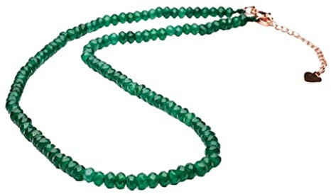 Handgefertigte Perlenhalskette für Damen und Mädchen, blau, rot, weiß, grün, mehrfarbig – Perlenschmuck aus natürlichen Edelsteinen, Heilkristallen (Grüner Smaragd)